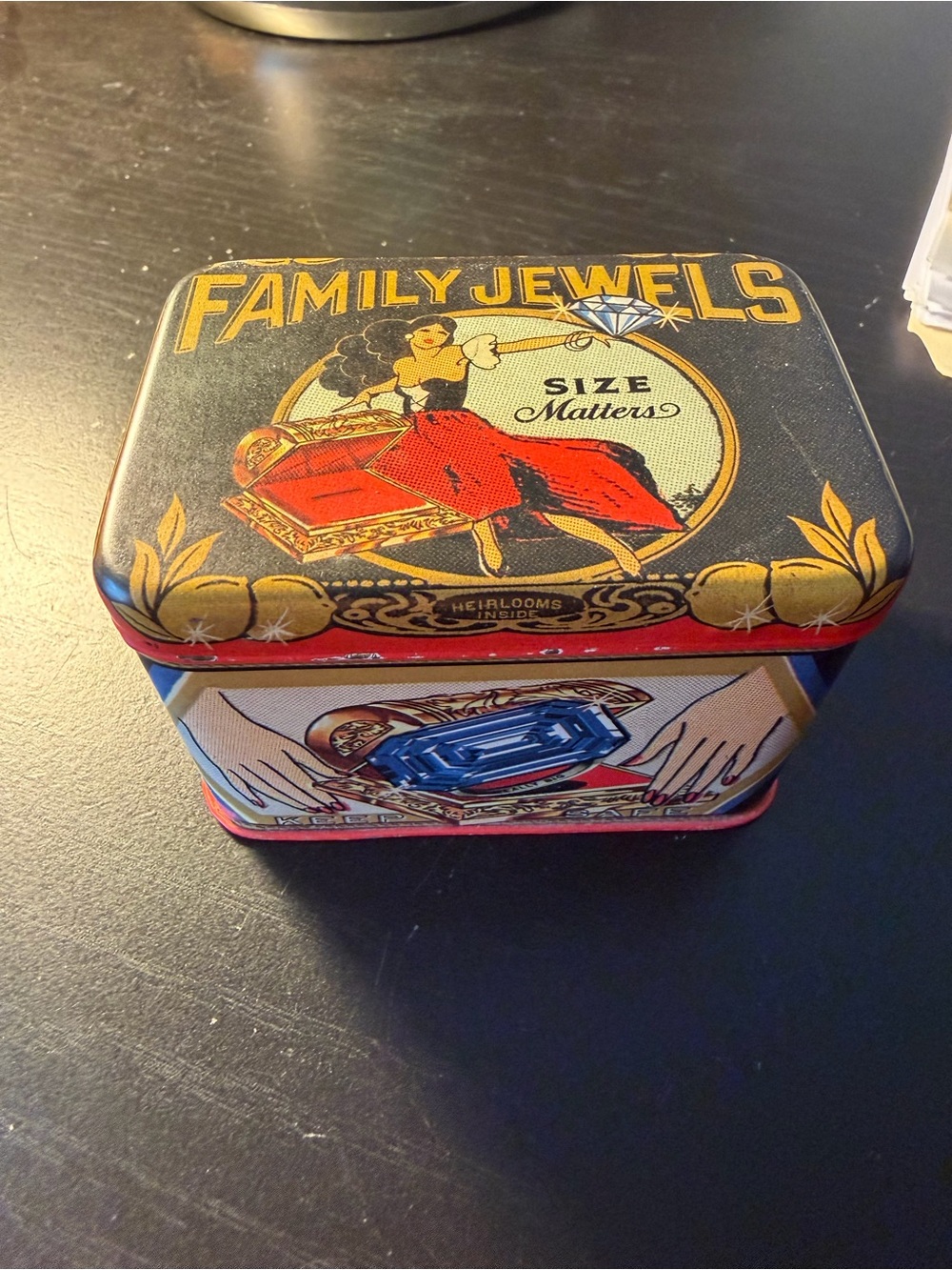 Vintage Tin - Black and Red Decorative Storage